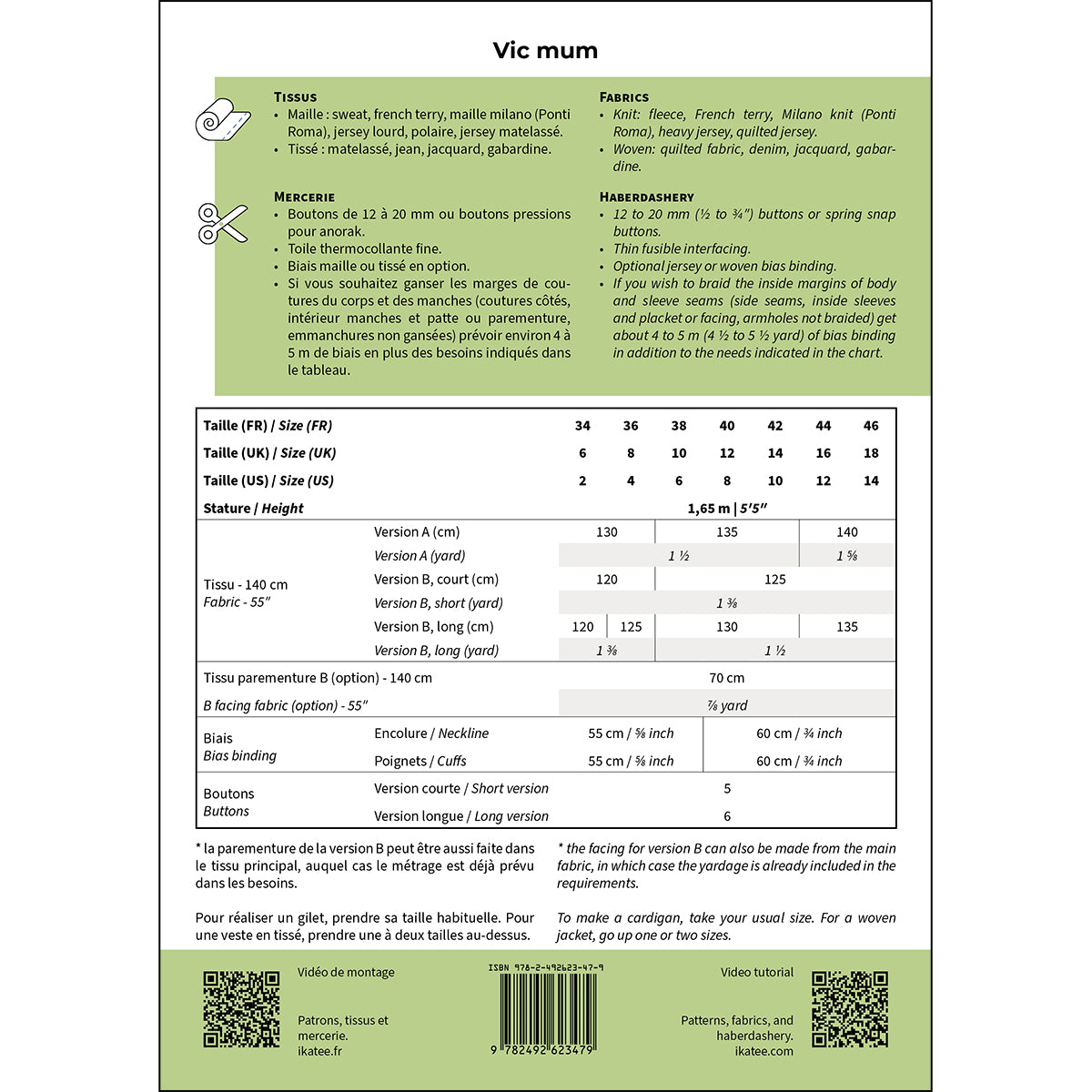 Patron de gilet et veste pour femme format papier