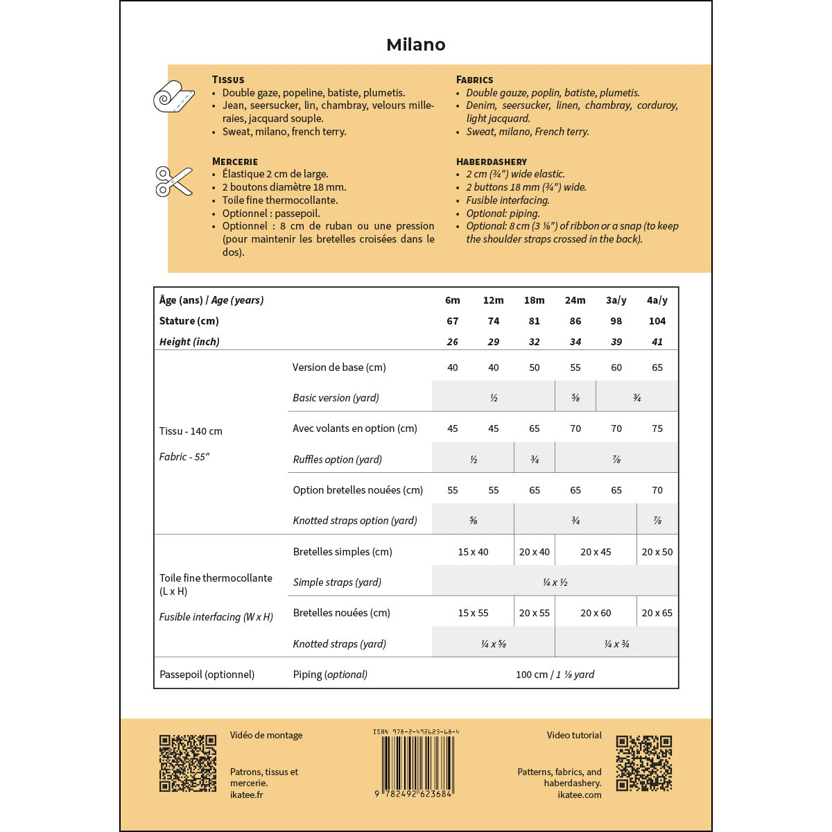 Patron de robe pour bébé format papier
