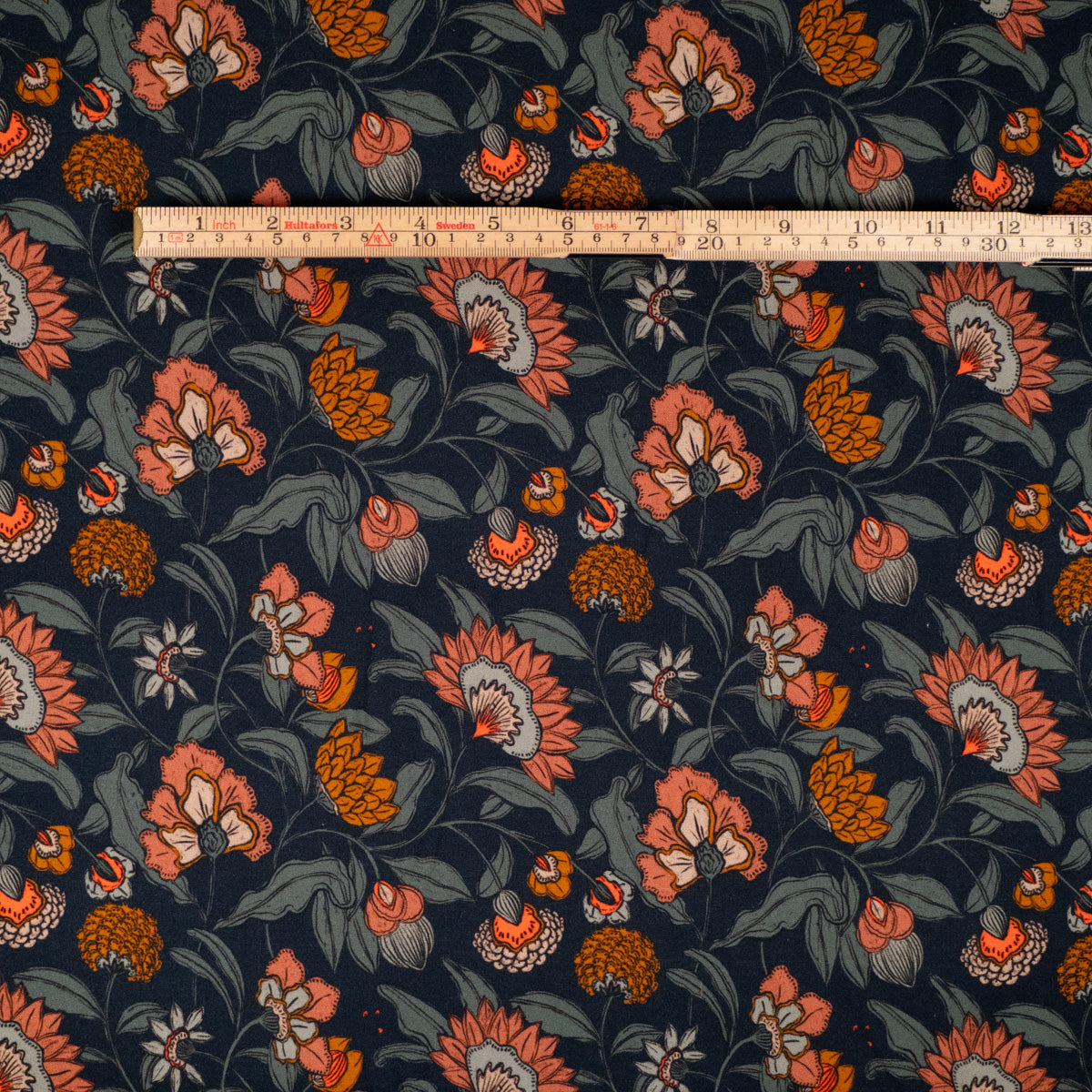 Viscose floral bleu
