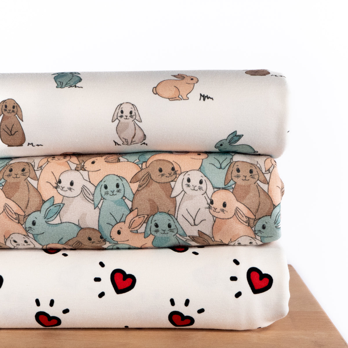 Tissu jersey motif lapin