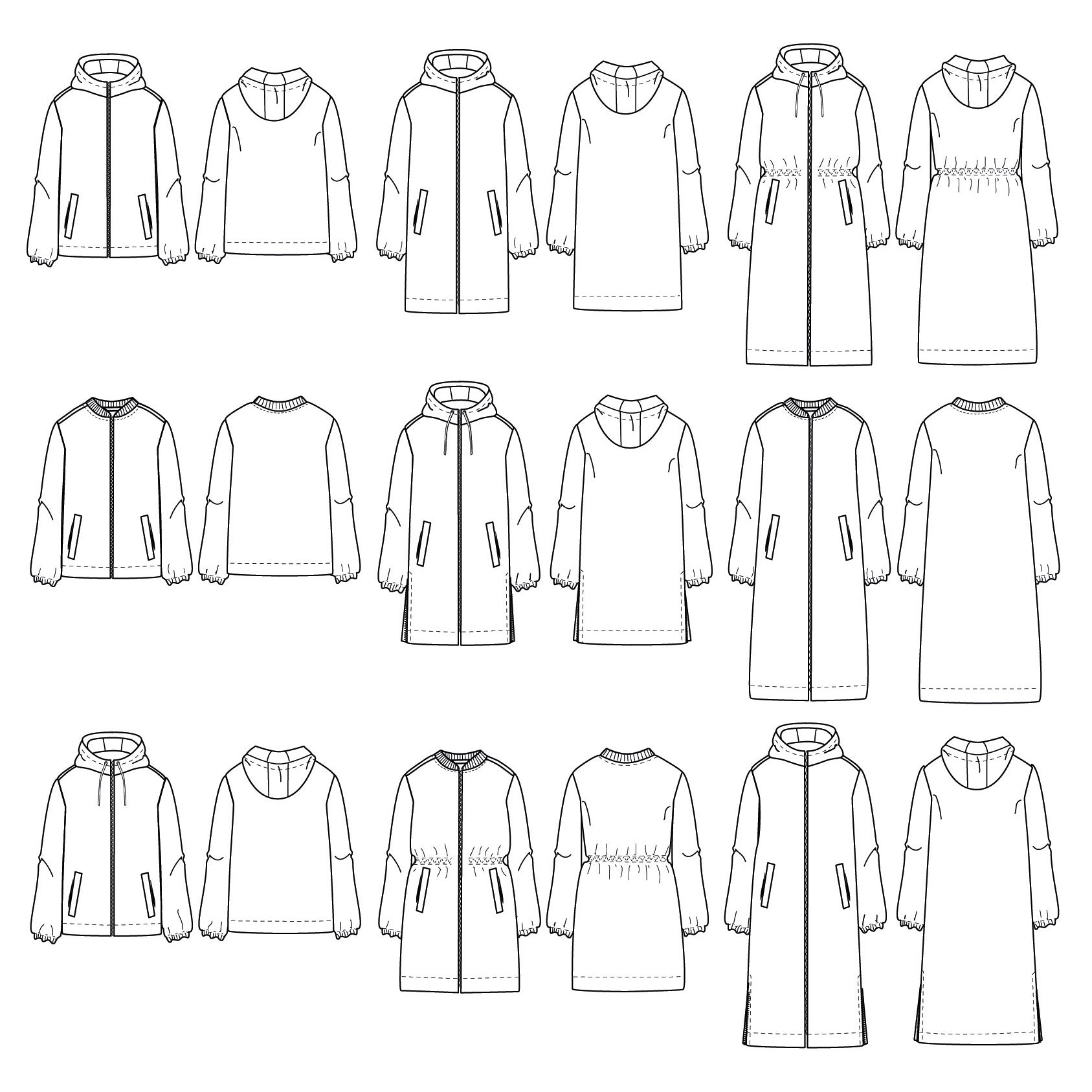 Patron de coupe-vent, parka, imperméable
