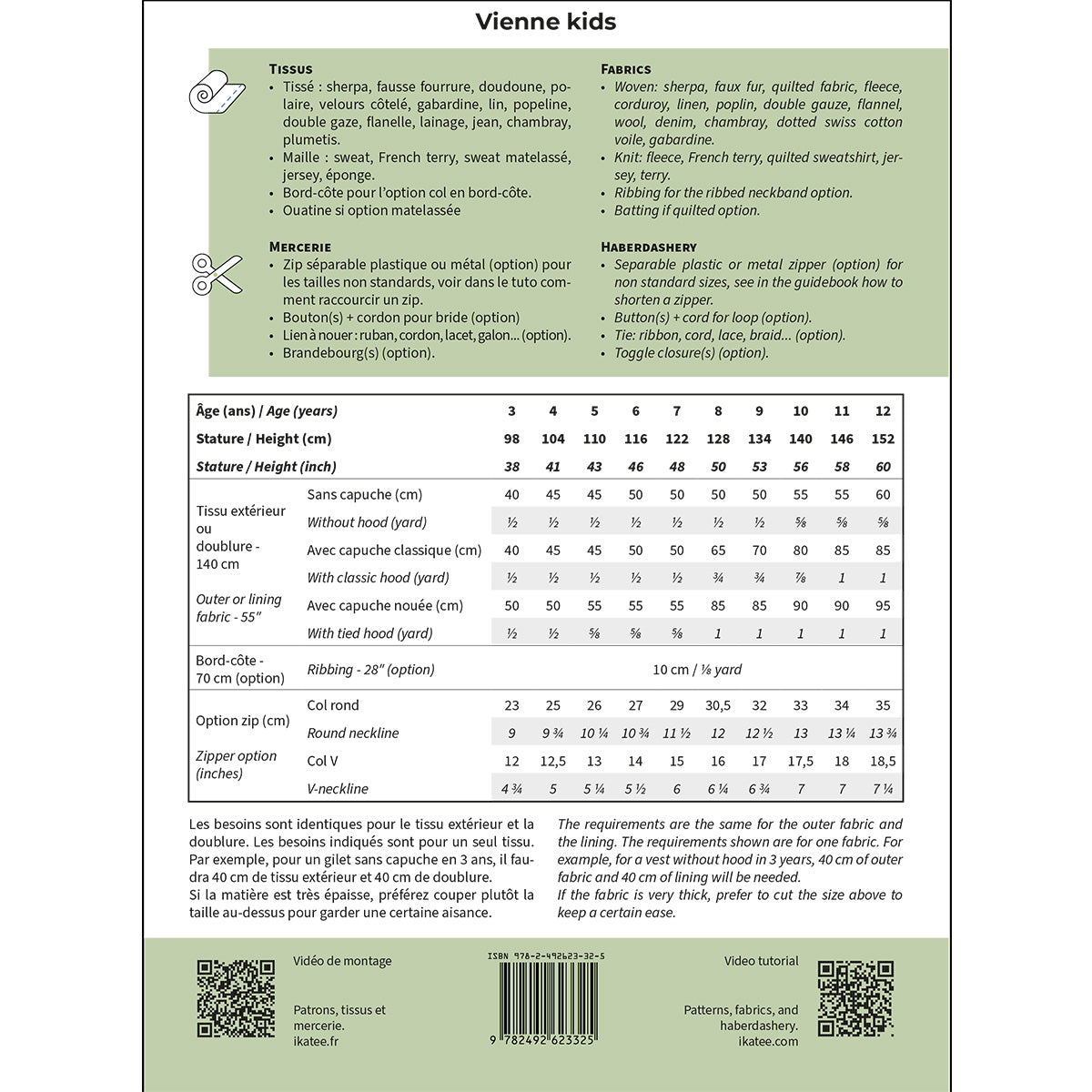 Patron de gilet sans manches pour enfant format papier