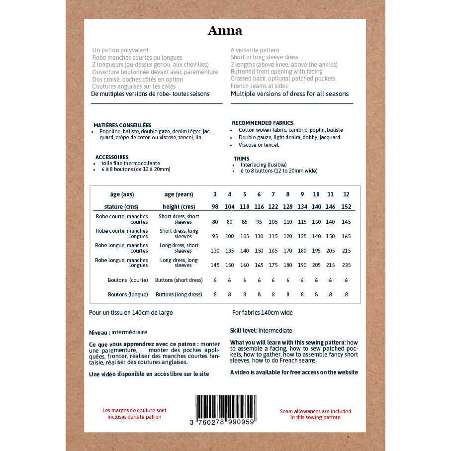 Patron papier de robe pour fille