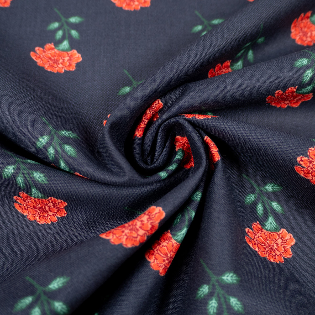 tissu popeline florale oeillets