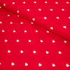 Tissu popeline - Petits coeurs blancs - Rouge