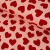 Sweatshirt Fabric - Hearts - Pink and Red