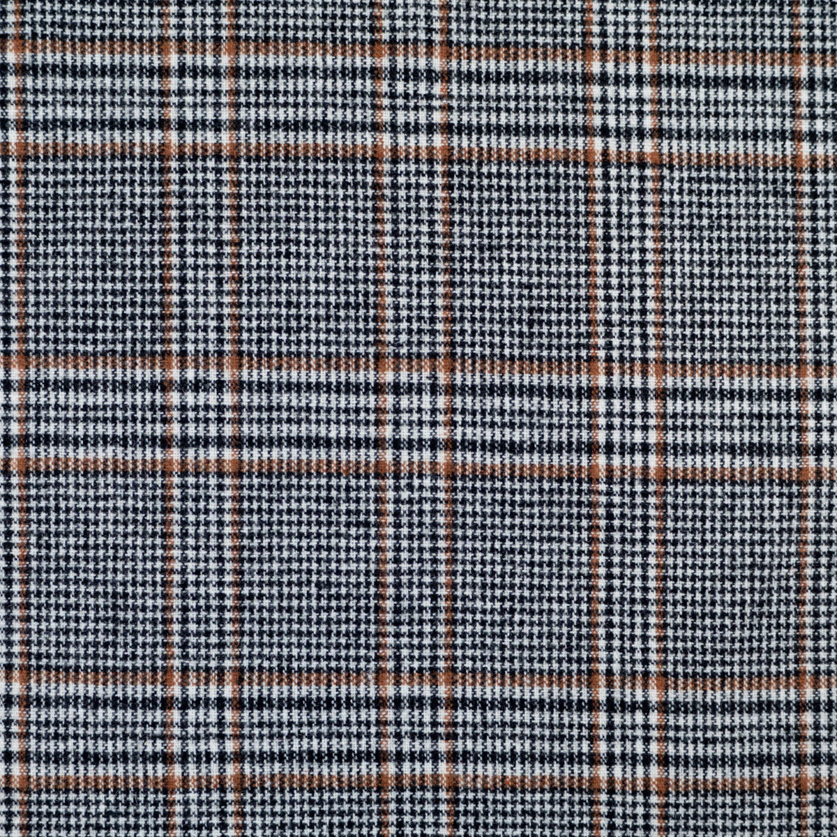 Tissu lainage à carreaux Tartan fond écru, carreaux noirs et camel