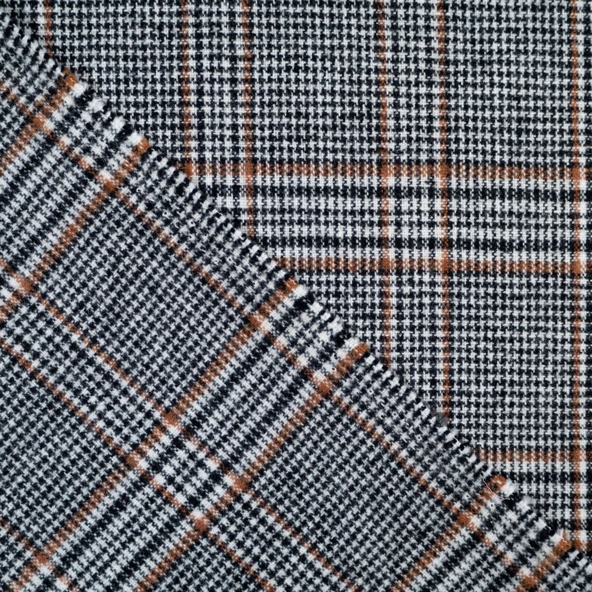 Tissu lainage à carreaux Tartan noir, écru et camel – vue 4
