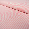 Tissu Popeline - Rayures - Rose dragée et blanc