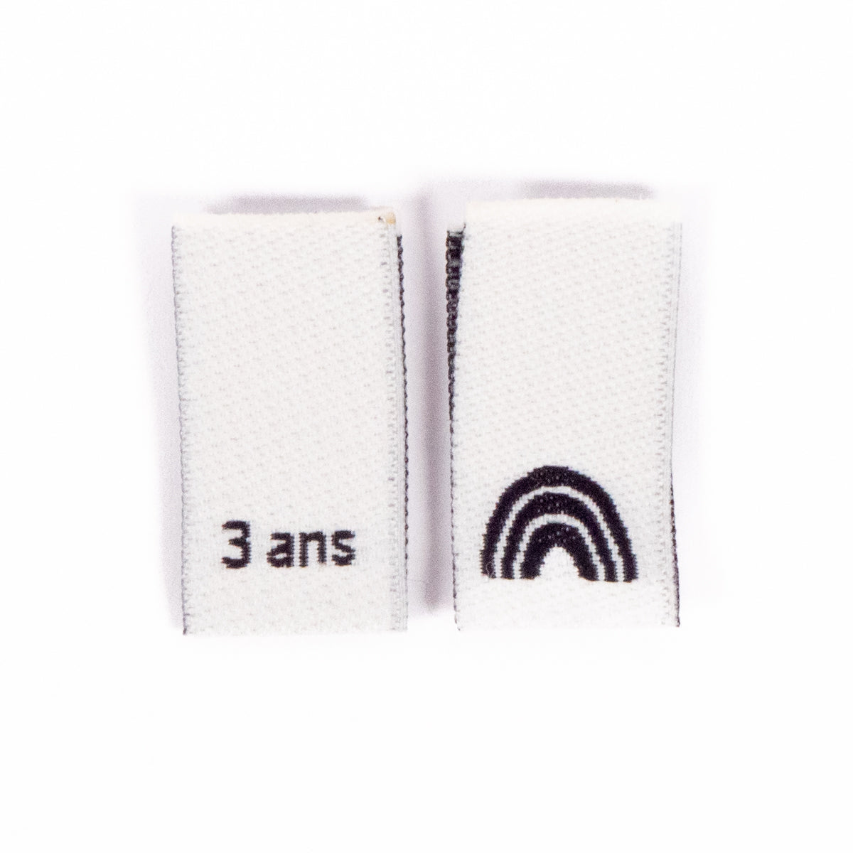 Étiquettes tissées tailles Ikatee 3 ans en tissu